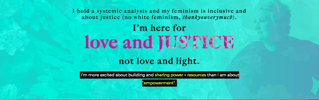 I’m here for love and JUSTICE not love and light.